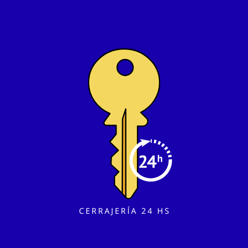 logotipo cerrajería 24 horas simple negro y amarillo